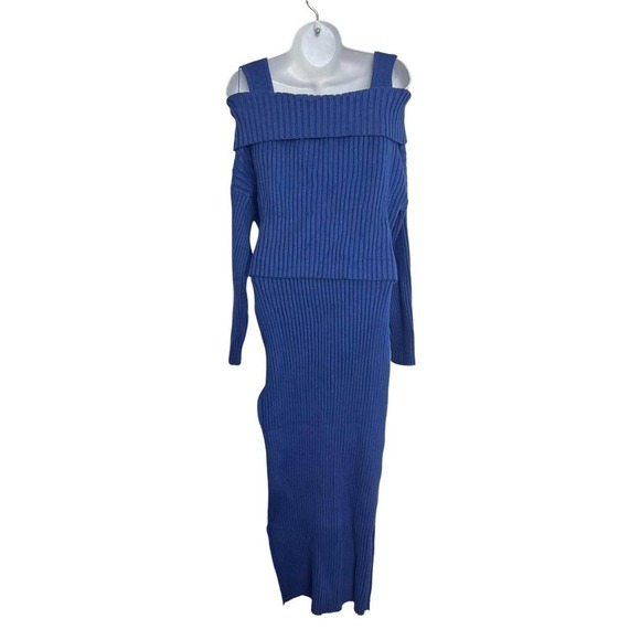 Sovere Exhale Combo Knit Midi Dress 2-piece Marine Blue Size XL‎ - Picture 2 of 11